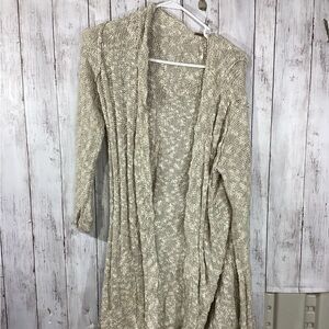 Free People Maxi Cardigan Sweater Beige grandma cottage casual indie Sz small